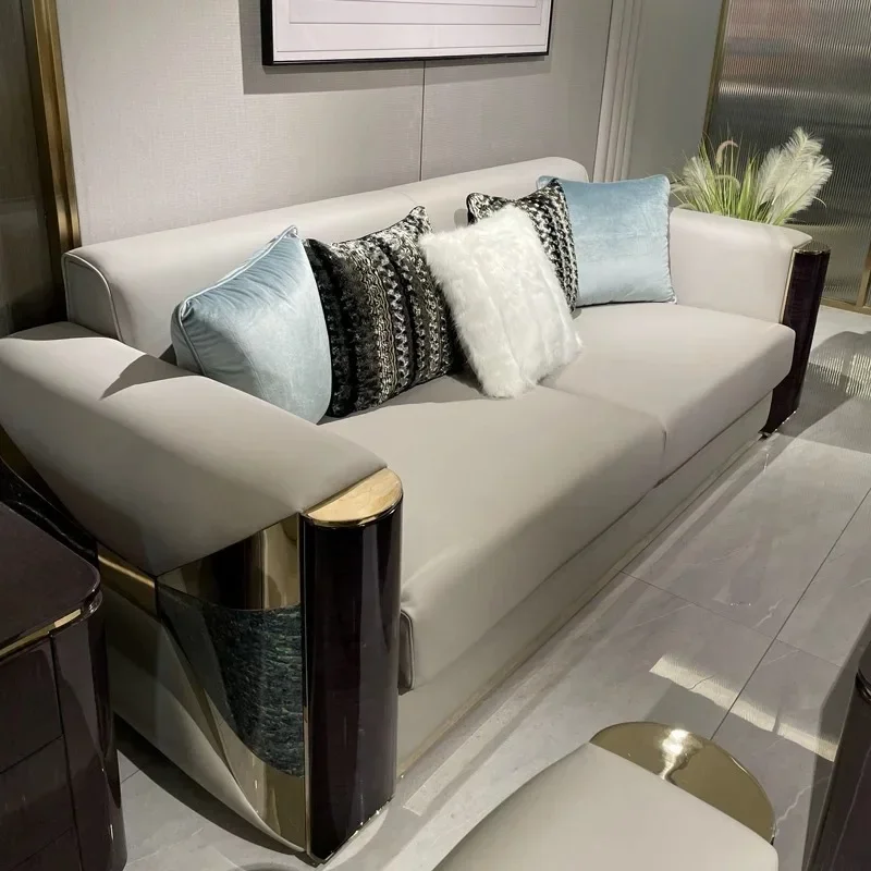 Italian style, light luxury, sofa, living room, combination, simplicity, villa, suite, first layer cowhide