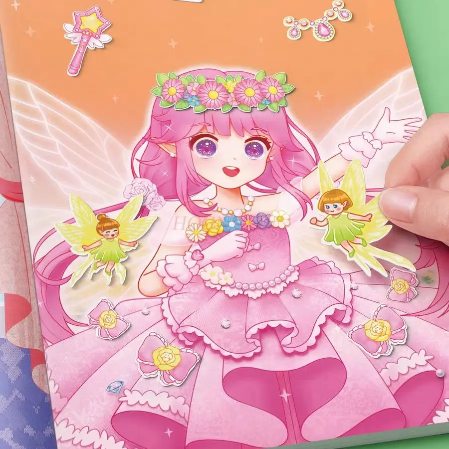 

5book Princess Dress Up Sticker Book Children's Toy Girl Beautiful Dress Up 3 to 6 Years Old Sticker Book