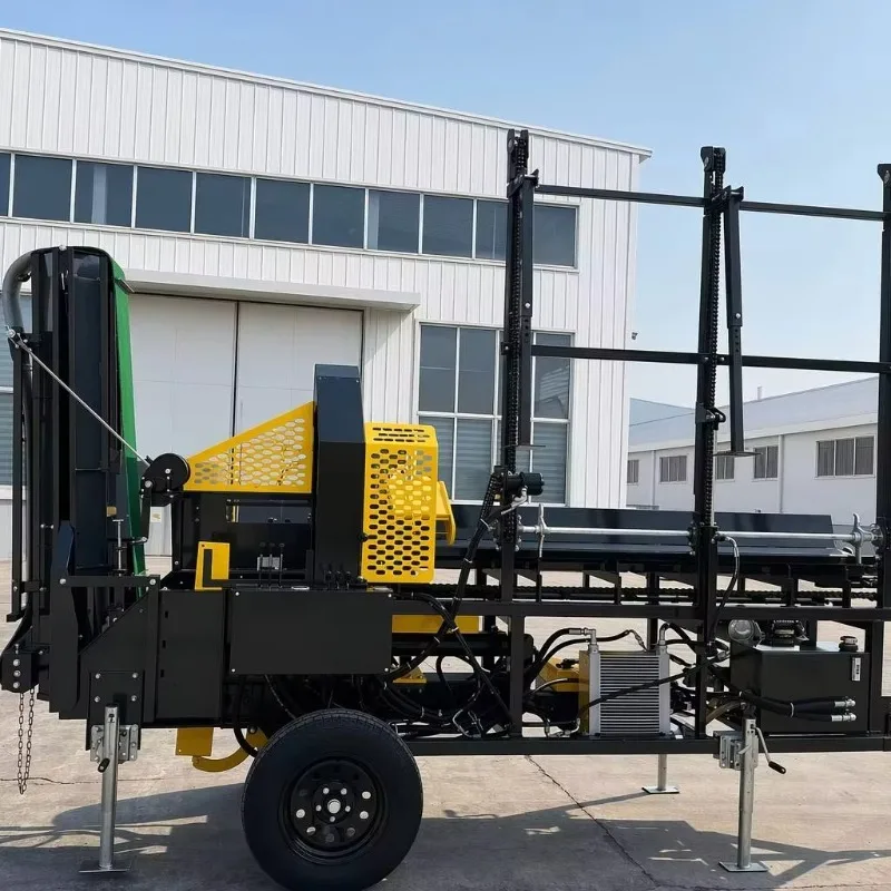 Highway Towable 45 Ton Firewood Processor  20HP 6-Way Wedge Log Splitter with 3.2m Output Conveyor
