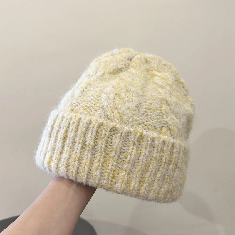Men Women Cable Knit Beanie Mixed Color Warm Winter Hat Knit Skull Cap Fashion Streetwear Cozy Cold Weather Outdoor Ski Travel