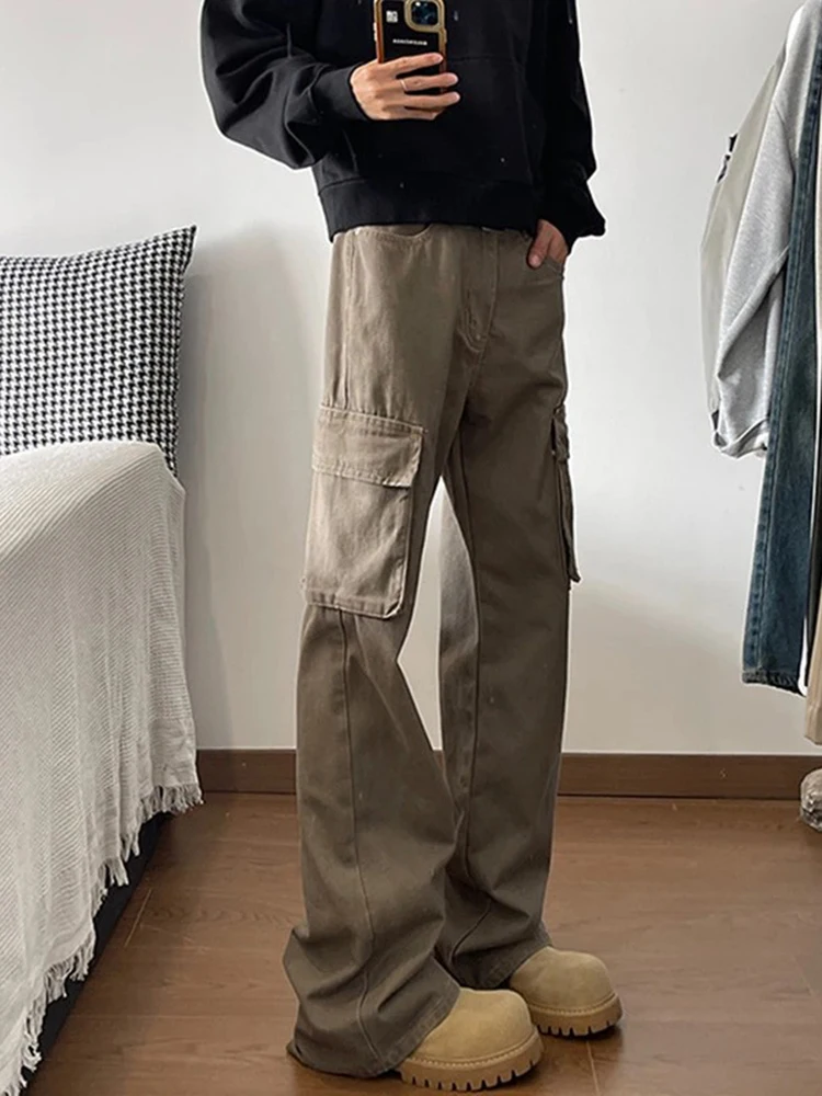 

Мужские повседневные рабочие брюки Cleanfit: летние, в американском ретро-стиле, с большими карманами, прямые, длинные, для молодежи, придающие энергичный вид