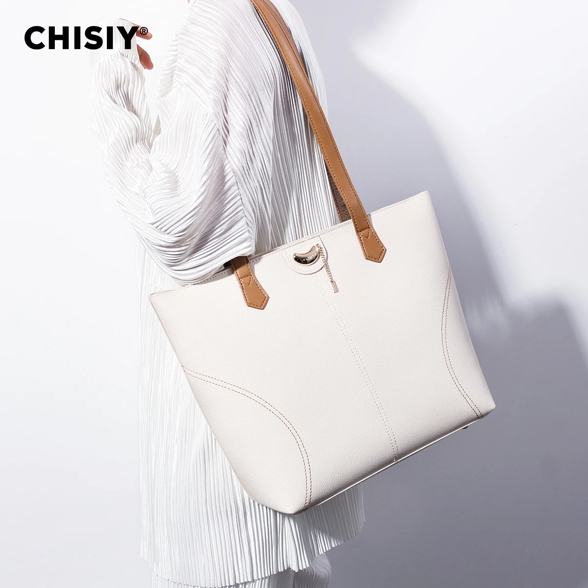 1 pc CHISIY Original Handmade Tote Bag,Bucket Bag,Spring, Summer White Bag, Pop Gorpcore Bag for Work gift idea for Mother\'s Day