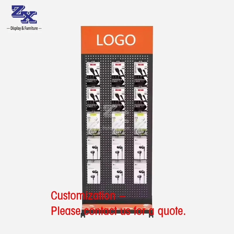 custom.Metal Double Sided Display Stand with Perforated Backboard Consumer Electronics Retail Shop Fittings Fixtur