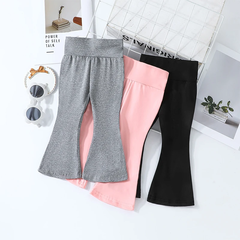 Newborn Girls Pants Toddler Kid Solid Color Trousers Cotton Baby Girls Flare Pants 3Pcs Socks Baby Leggings For 6Month To 3Years