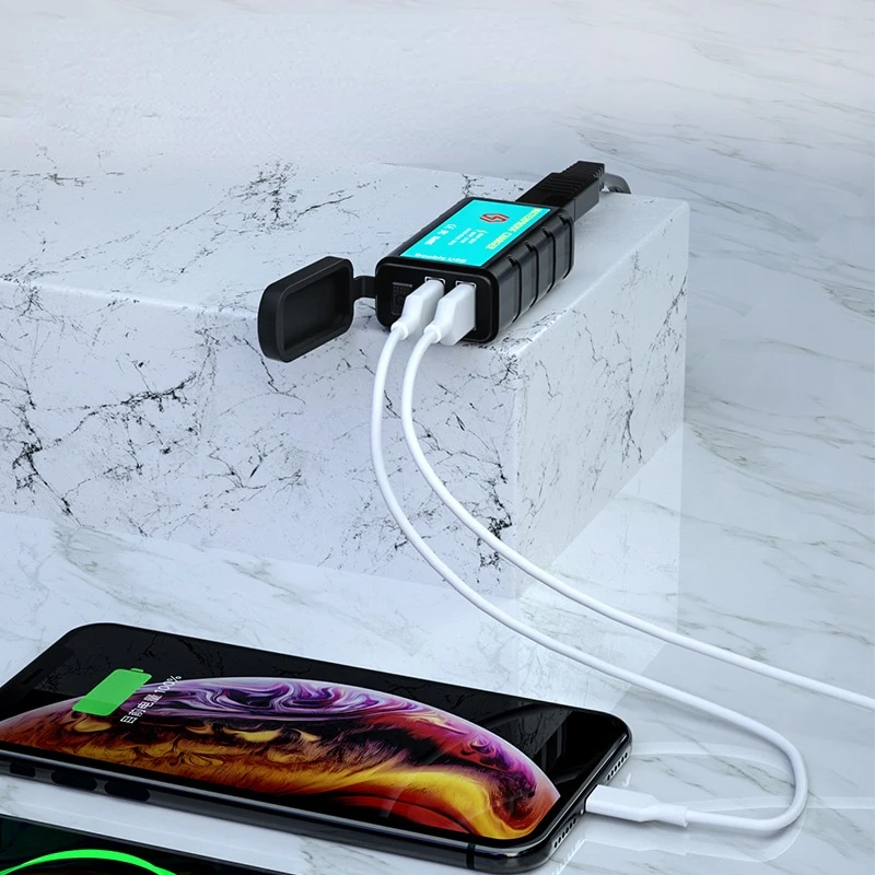 Motorcycle 12V USB Charger Waterproof Switch With Voltmeter Fast Charging Adapter SAE To USB Type-C Socket Motorbike Accessories view 3
