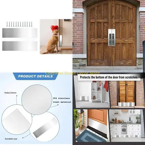 92MF 2pcs Door Push Plate Durable Metal Door Plate for Exterior Door Stainless Steel Kicking Plates Enhances Protects Your Door