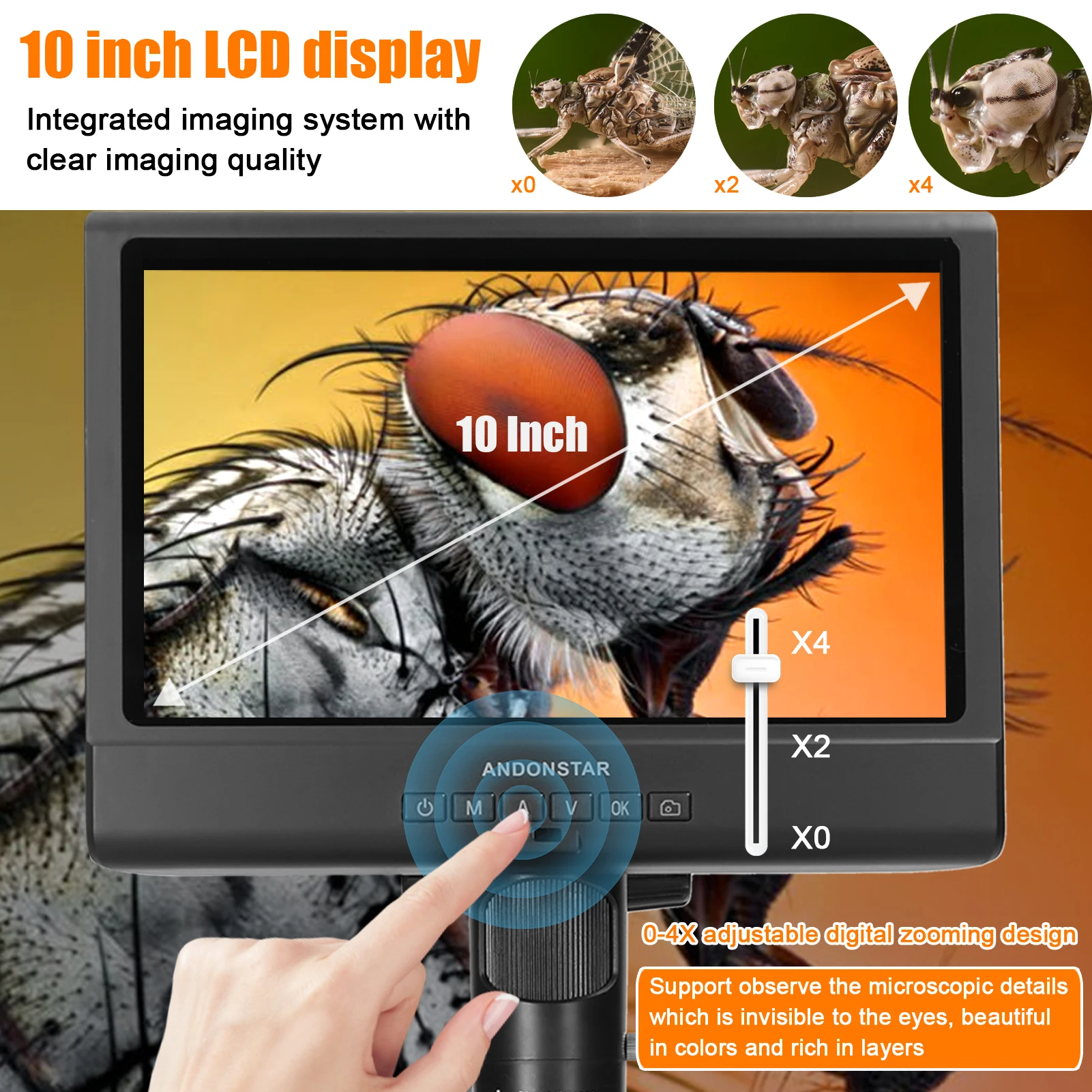 Professional Digital Microscope 1080P with 10inch LCD Display 4X Magnification Soldering Inspection Microscope with Picture Taki