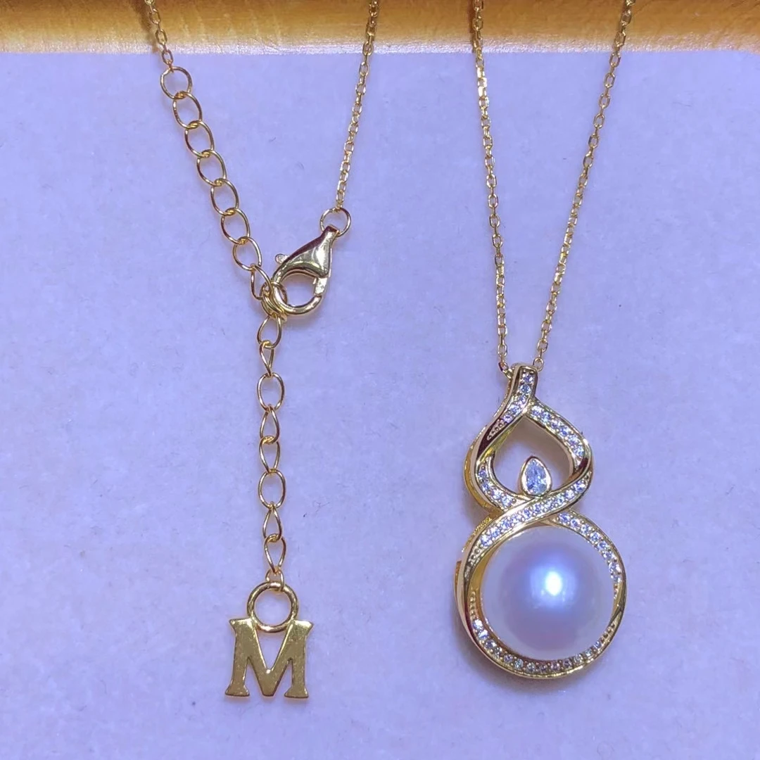 

925 Sterling Silver Necklace Findings Jewelry Base Settings Mountings Parts Mounts for 9-12mm Pearls Stones 5pcs/lot