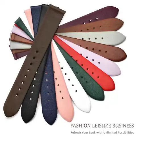 Imagen 2 del producto WOCCI elegante correa de reloj de cuero genuino 8mm 10mm 12mm 13mm 14mm 16mm 18mm 20mm 22mm correa de repuesto para mujer pulsera de mujer