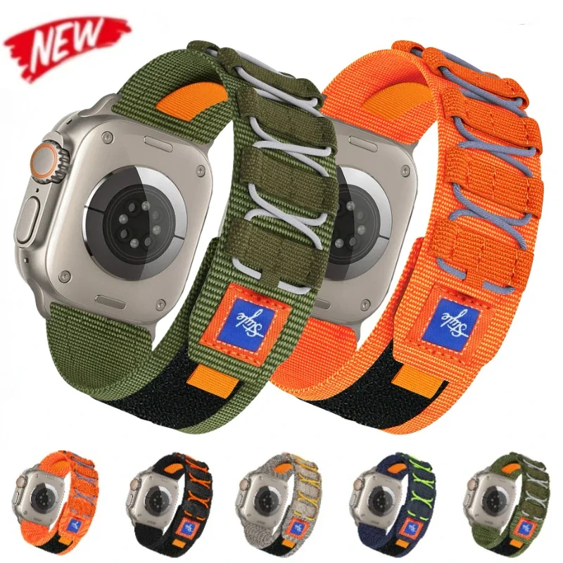 

Nylon Five Loop Strap for Apple Watch Ultra/2 49mm Bracelet Wristband for 10 9 8 7 6 5 4 SE/2 46mm 45mm 44mm 42mm 41mm 40mm Band