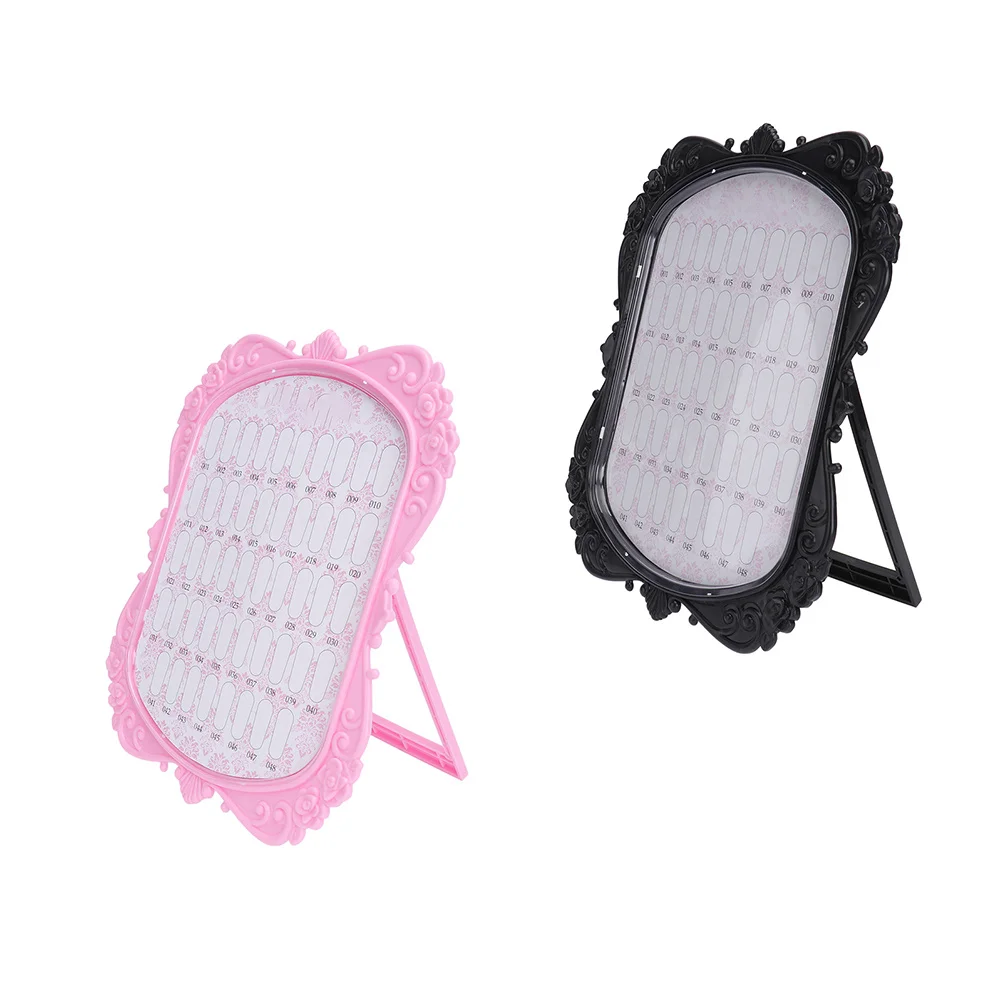 2 قطعة لوحة عرض الأظافر النمط الأوروبي منظم الأظافر المزيفة لصالون مسمار الفن عرض ABS المواد تصميم مدمج نمط الأظافر #3