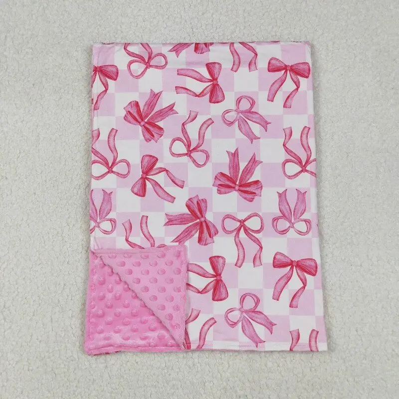 

Pink Bows Plaid Print Baby Blanket Sweet Style Infant Girl's Blanket Soft Comfortable Blanket for Newborns