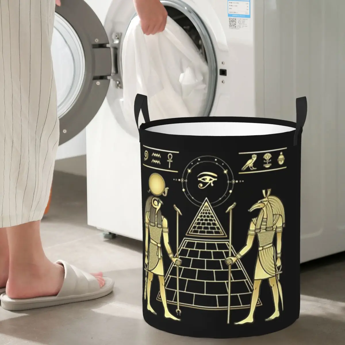 

Egyptian God Ra And Seth Foldable Laundry Baskets Dirty Clothes Sundries Storage Basket Home Organizer Hamper