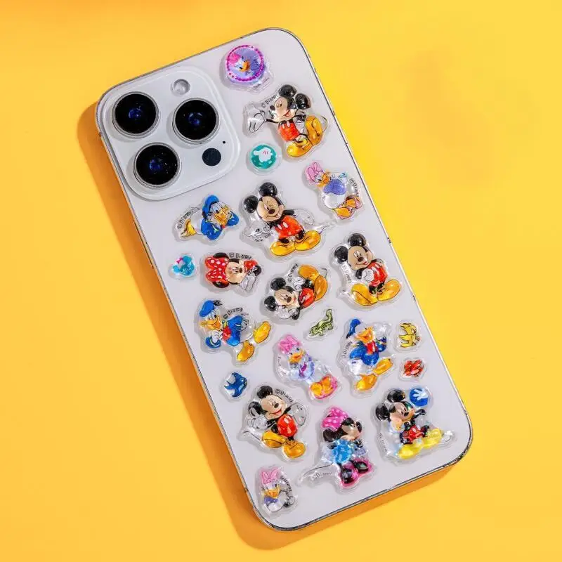 كارتون ديزني 3D ملصق الإغاثة ميكي وميني كريستال طالب لغز ملصق لعبة جراب هاتف كاميرا سماعة DIY الديكور