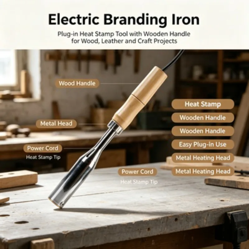 Handheld Branding Unit, Portable Hot Stamp Machine with Copper Mold for Wood, Fruit, Leather & IPPC Marking