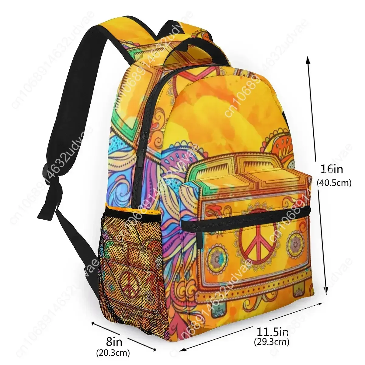 Plecak Damski Torba na Ramię Hippie Samochód Mini Van Retro Lata 60. Miłość Moda Torba Szkolna Dla Nastolatek Plecaki Torba Podróżna