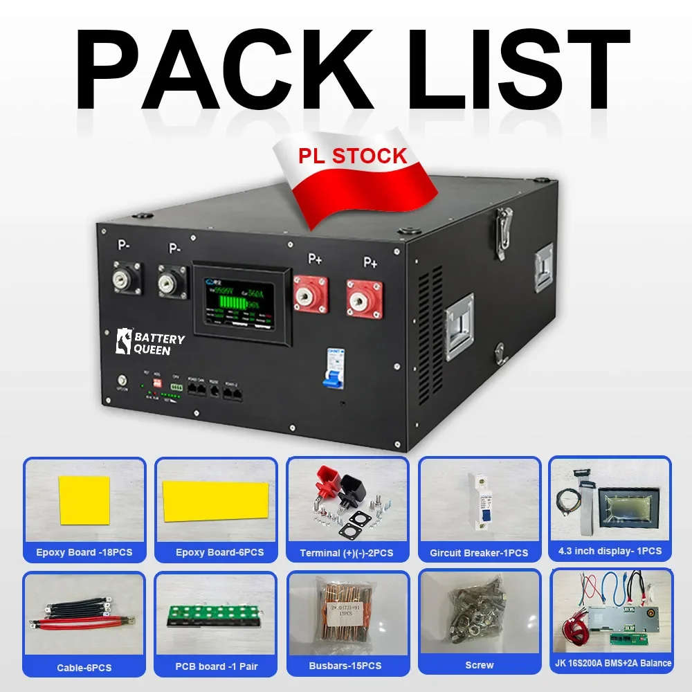 Чехол для аккумулятора DIY 48 В LiFePO4 с JK 16S 200A Smart BMS 51,2 В, наборы для самостоятельного изготовления 280ah BT LCD 2A, активный балансир, новый