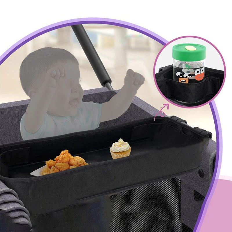 Cart Tray Rack Storage Box, Four-Wheel Travel Cart Dining Tray, Stroller Tray Rack, Oxford Cloth Outdoor Camping Accessories