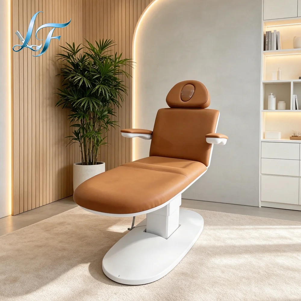 Luxury Electric Eyelash Bed Brown 3 Motor Beauty Salon Special Furniture