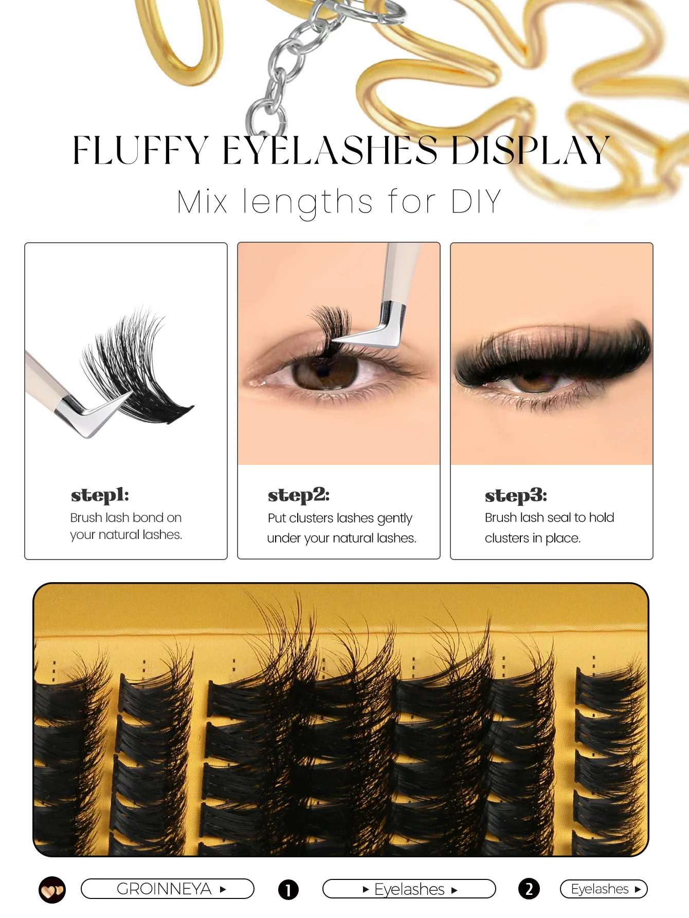 DIY Eyelash Extension C Curl Long Individual Lashes, Mixed Tray