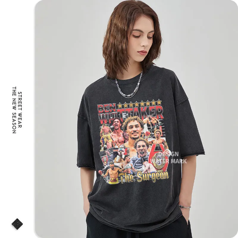 بن ويتكر الملاكمة بطل تي شيرت خمر غسلها قصيرة الأكمام بلايز تيز المتضخم تي شيرت Harajuku البلوز الرجال القطن #2