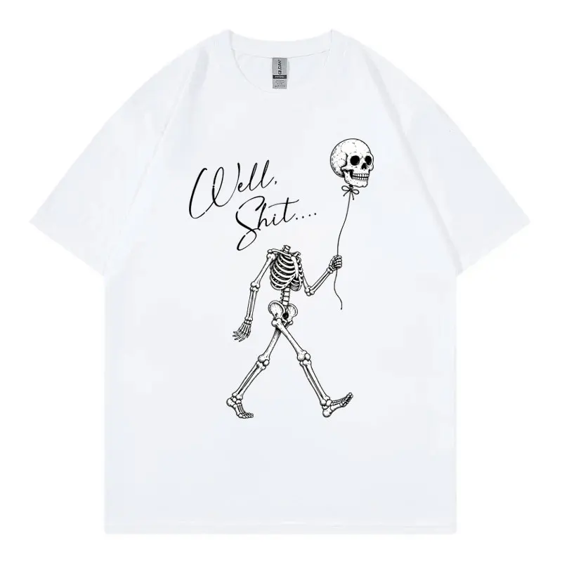 Skeleton Lost Balloon Funny T-shirt Men Women Gothic Vintage Short Sleeve T Shirt Fashion Casual Oversized T-shirts Streetwear