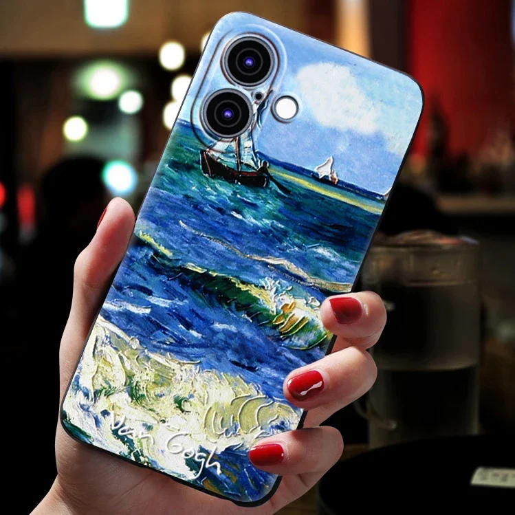 Art Phone Case For Apple iphone 17 Air 16 15 14 13 12 11 Pro Max Plus mini Case Cover Coque Shockproof Luxurious silicone