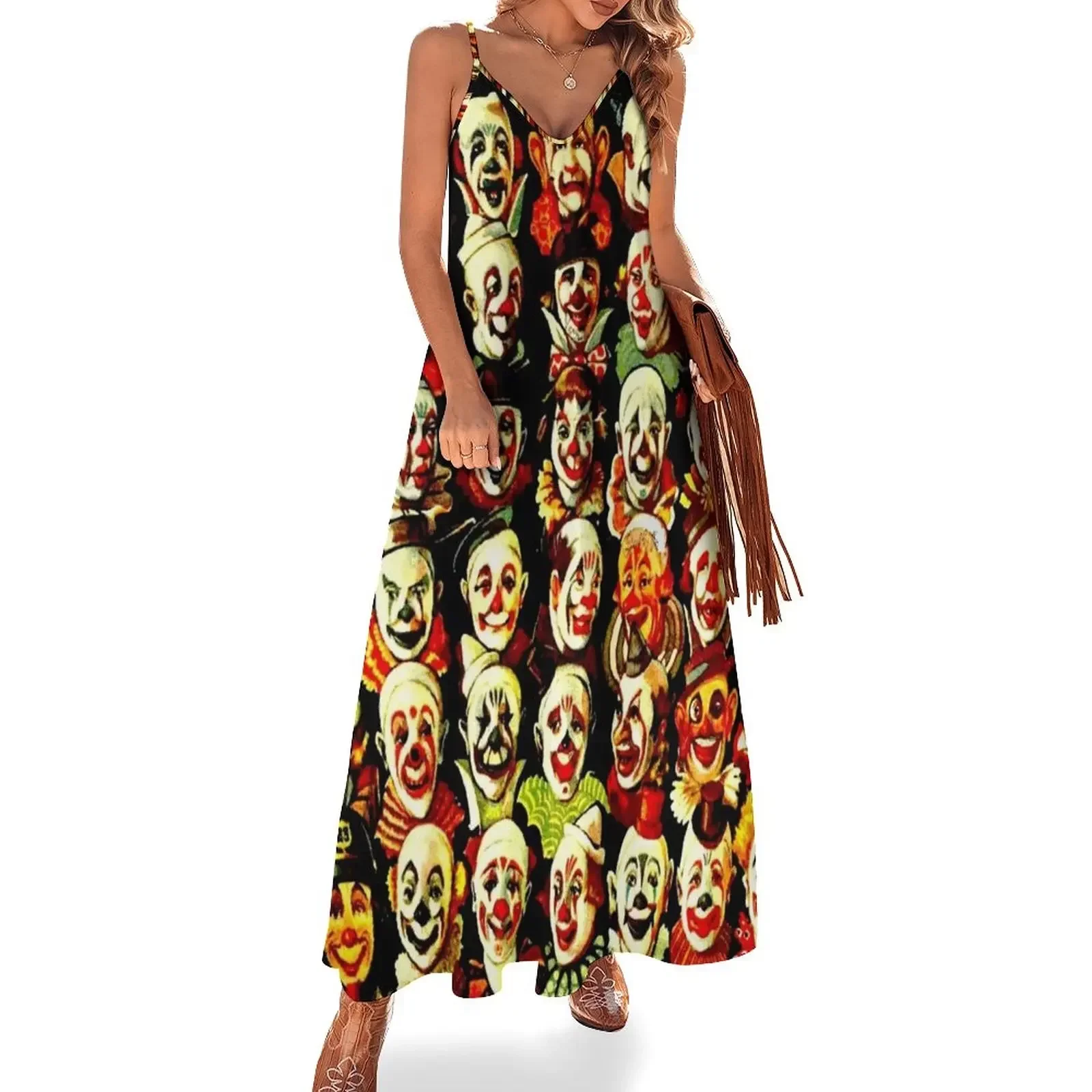 

CLOWNS CONFERENCE Vintage Circus Poster Print Sleeveless Dress chic and elegant woman dress ladies dresses for women 2024 Dress