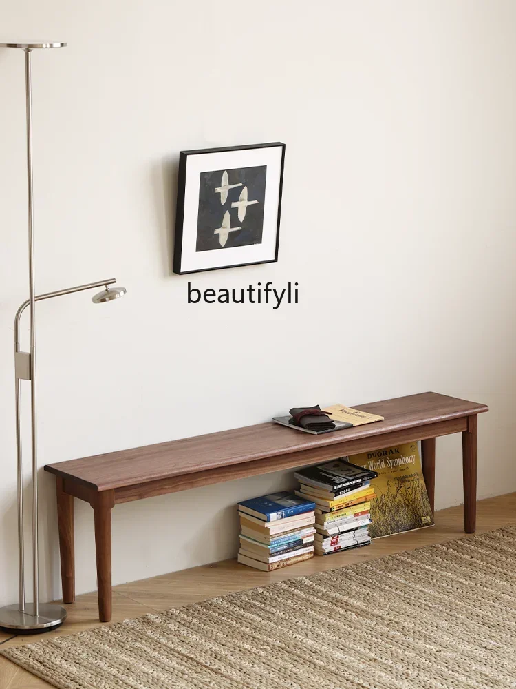 Asmt51 Black walnut bedroom end stool All solid wood bench Simple modern bedside stool