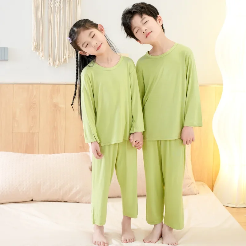 Ensemble de pyjama en coton doux à manches longues pour enfants, vêtements de détente pour enfants, vêtements de nuit pour la maison, bébé, garçons, filles, printemps, automne, 2-15 ans