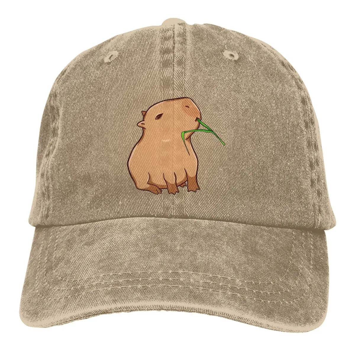 Vintage Capybara With A Leaf Eat Your Greens Baseball Caps Unisex Distressed Washed Casquette Dad Hat Funny Capybara Caps Hat