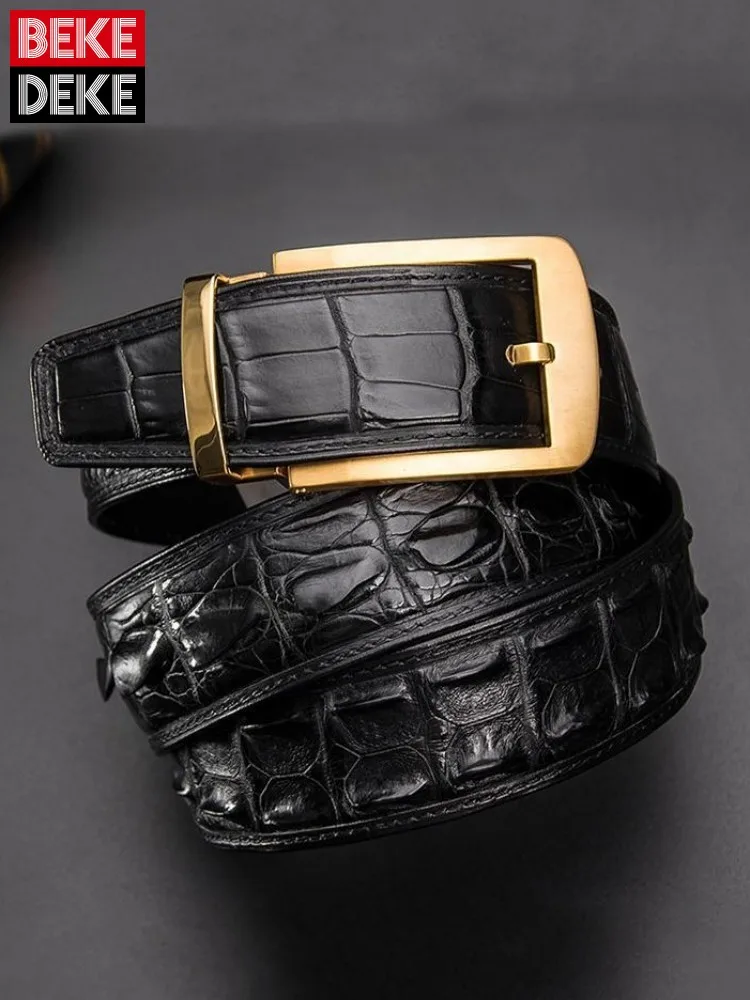 

High Quality Genuine Leather Belt Male Business Casual Stainless Steel Pin Buckle Fashion Luxury Crocodile Leather Men Waistband