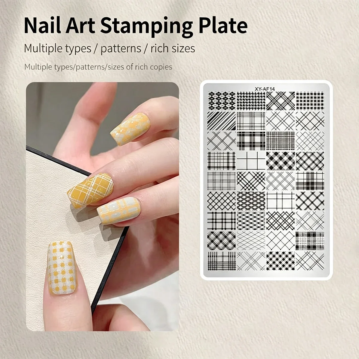 1 Stück Gothic-Buchstaben-Nagelkunst-Transferdruck-Stahlplatte Nagelkunst-Silikonstempel Stern Herz Punkt Schleife Spitze Maniküre-Werkzeug – Detail 2