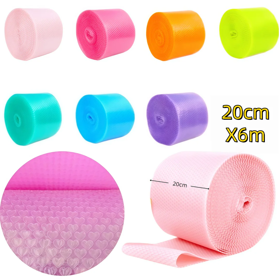1 pièce de papier bulle antichoc en forme de cœur, rose et bleu, 20 cm x 6 m, pour emballage cadeau, articles en verre fragiles, fête