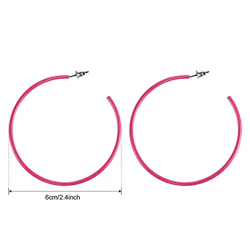 3 Pairs Neon Large Circle Hoop Earrings Metallic Pink Green Black Large Circles Hoop Earrings for Women Party Prom Jewelry Gift