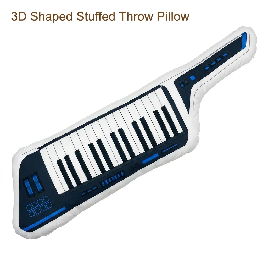 Keytar Keyboard Synthesizer Music Musician Retro Futuristic Plush Pillow Cushion Stuffed Throw Pillow Home Decor Gift Sofa
