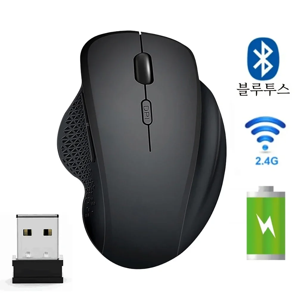무선 마우스 인체 공학적 컴퓨터 마우스 USB 수신기가있는 개 광학 마우스 6 버튼 2.4Ghz 무선 마우스 1600 DPI 노트북 용
