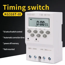 Digital Timer Automatic Programmable Time Switch 7 Days Weekly Relay Interval 1 Second High Load 220V 25/30A Power Outage Memory