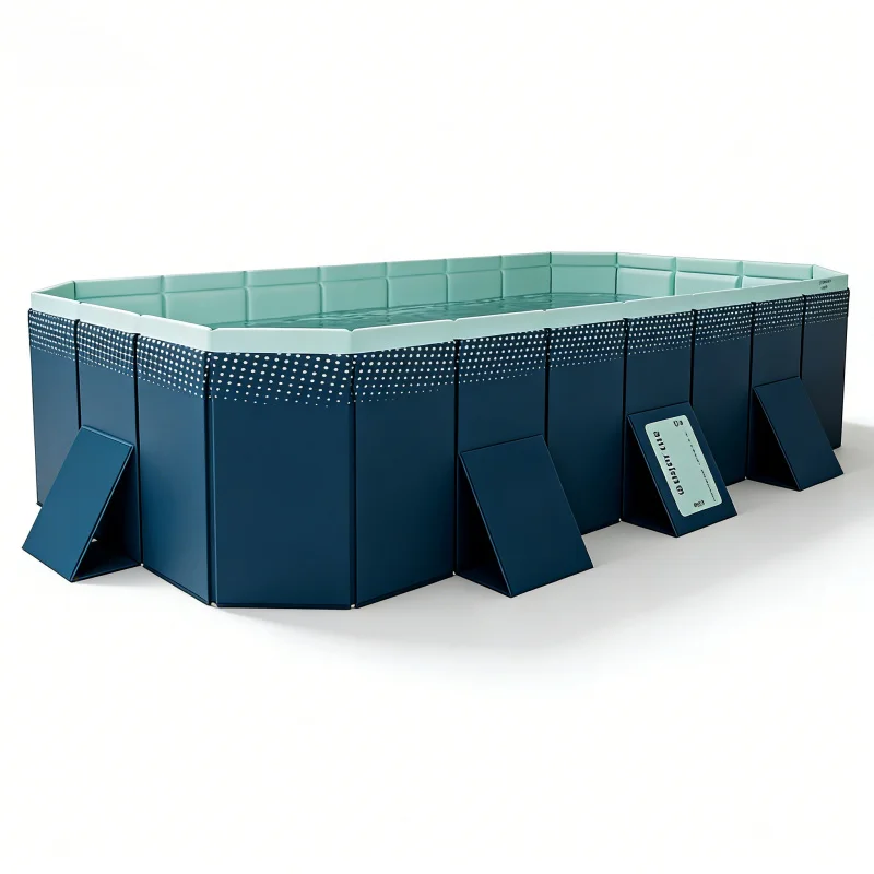 Piscina de 2.6m Azul Cielo, No Inflable, Sin Necesidad de Instalación, Reforzada, Duradera, Plegable, para Interior y Exterior, Ideal para Jugar en el Agua y Bañarse