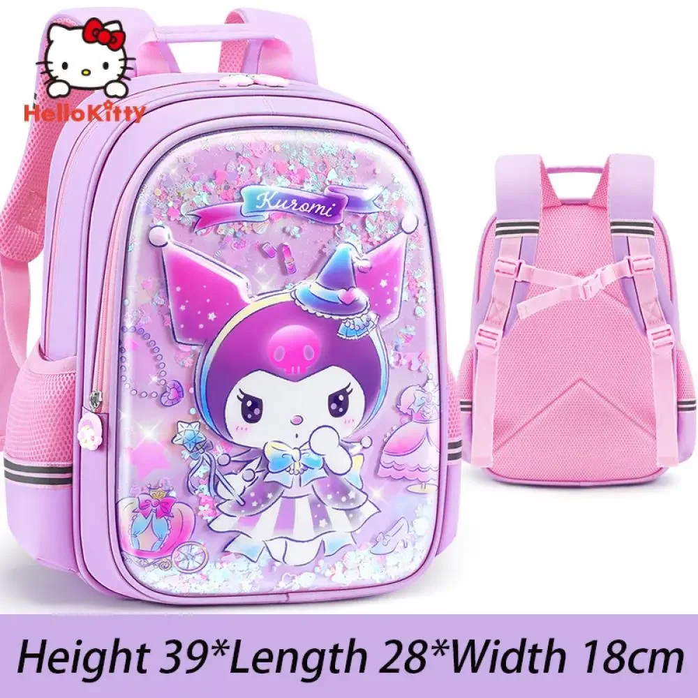 Anime Sanrio Schoolbag Primary School Girls Kuromi Children Burden Reduction Spine Protector Backpack Kawaii Schoolbackpack Gift