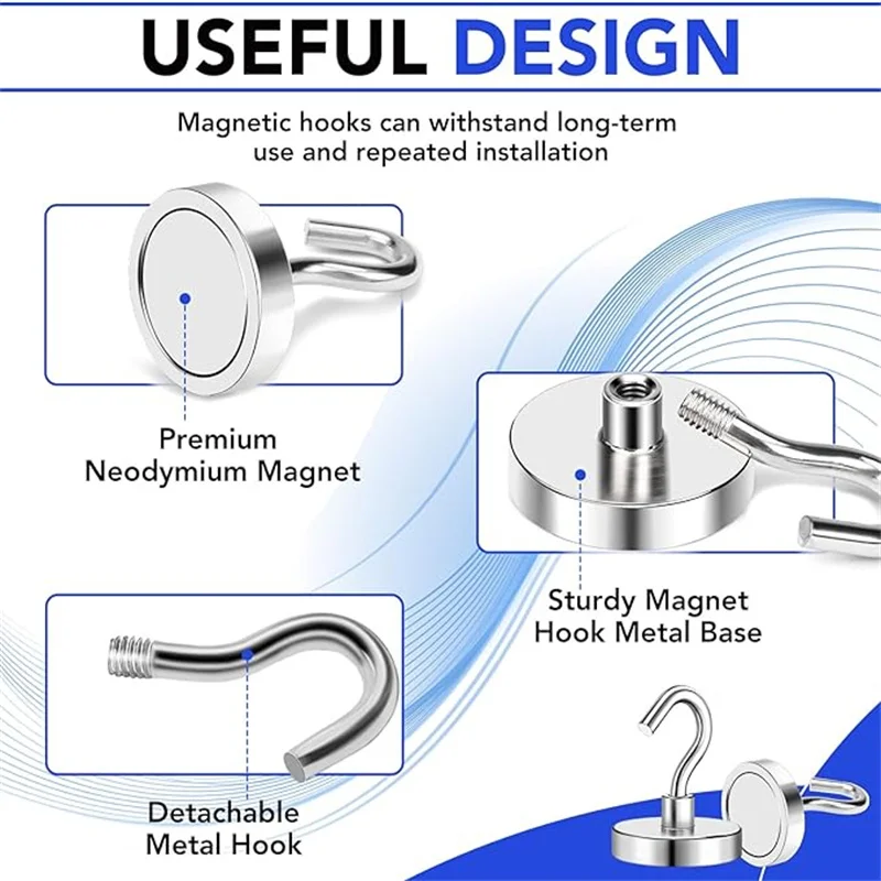 D25/D32/D36mm-Heavy Duty Magnets Hooks for Cruise Cabins, Strong Magnets with Hooks for Hanging, Metal Magnetic Grill Hooks Magn