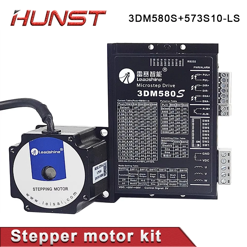 HUNST Leadshine Stepper Motor Driver Kit 3 Phase Stepper Motor 573S Series + 3DM580S for CNC Router Engraving Milling Machine