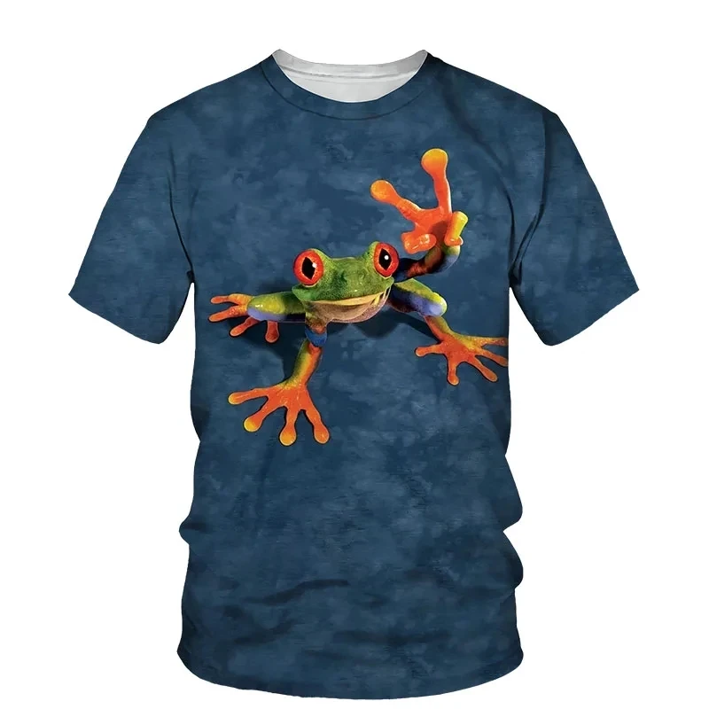 Summer New 3D Funny Tree Frog Graphic T shirts For Men Fashion Casual Animal Print T Shirt Personality Interesting Trend T-shirt