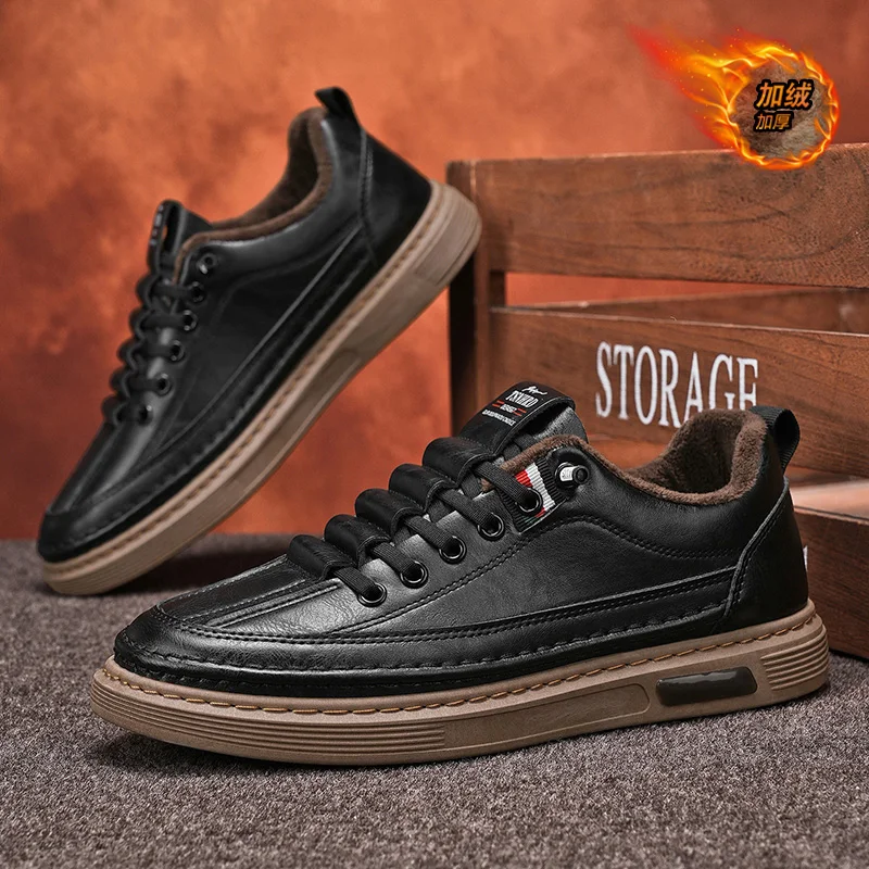 

Classic 2025 Brand Original High Quality Men's Shallow Mouth Leather Casual Walking Shoes Outdoor Indoor Two Wear Shoes