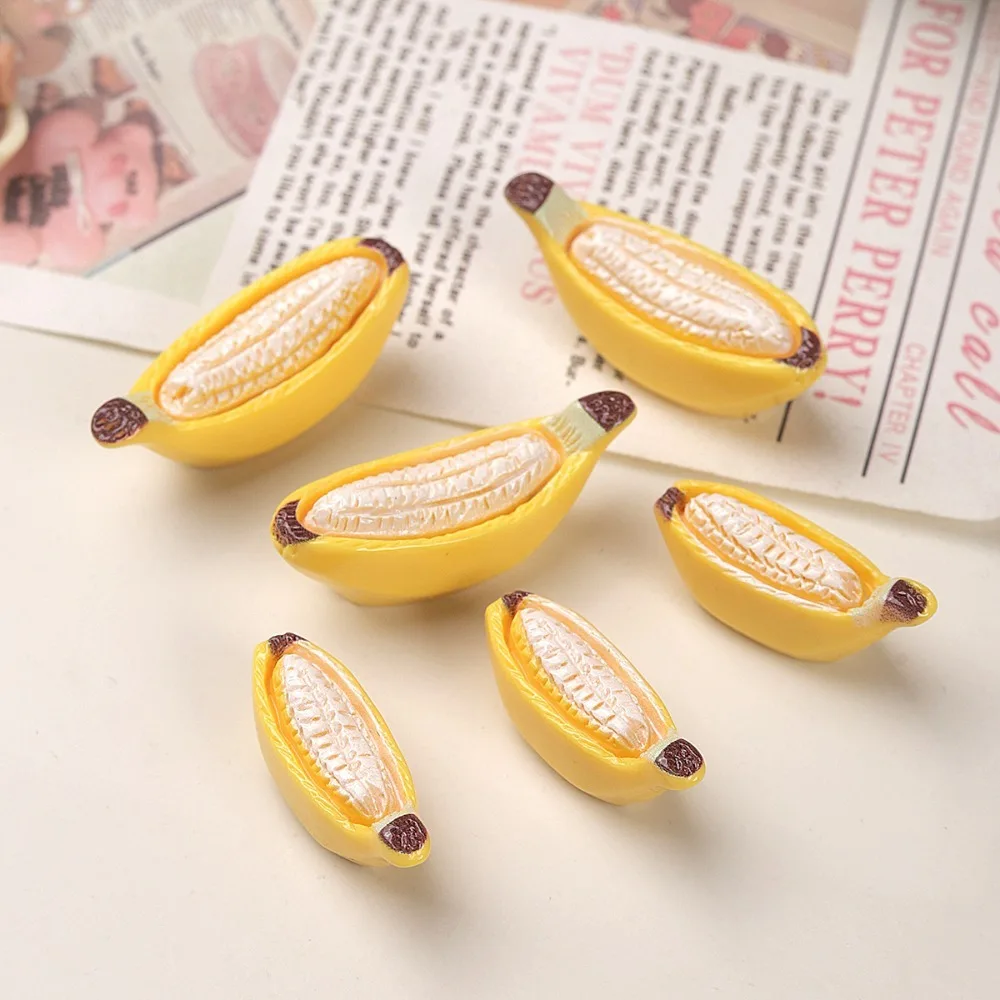 10pcs Mini Kawaii Cute Fruit Banana Flat Back Cabochons Scrapbook Diy  Party Hairpin Accessories Home Decoration Craft