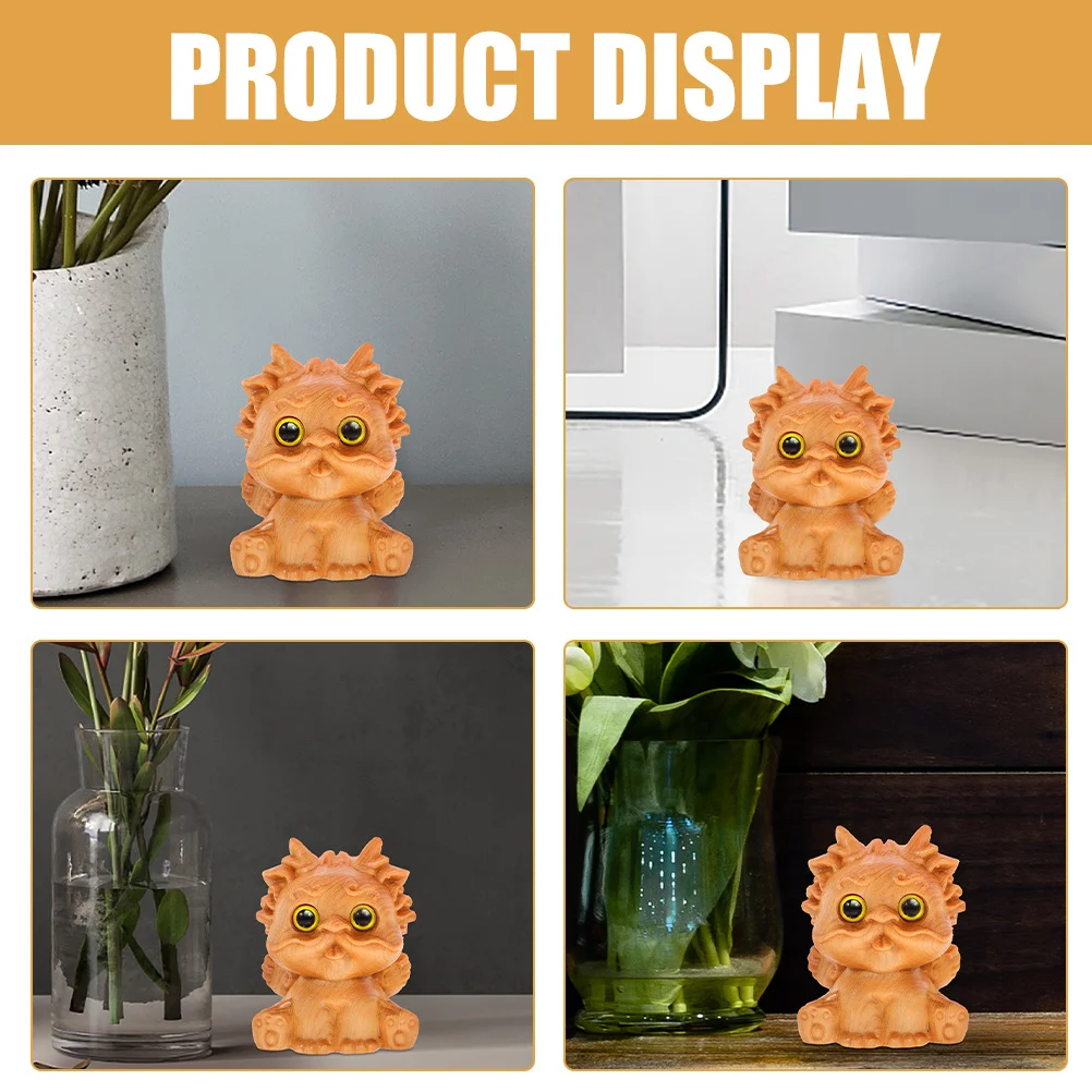 

2Pcs Wooden Carved Pixiu Animal Ornament Rustic Wood Sculpture Desk Decoration Home Office Party Living Room Decor