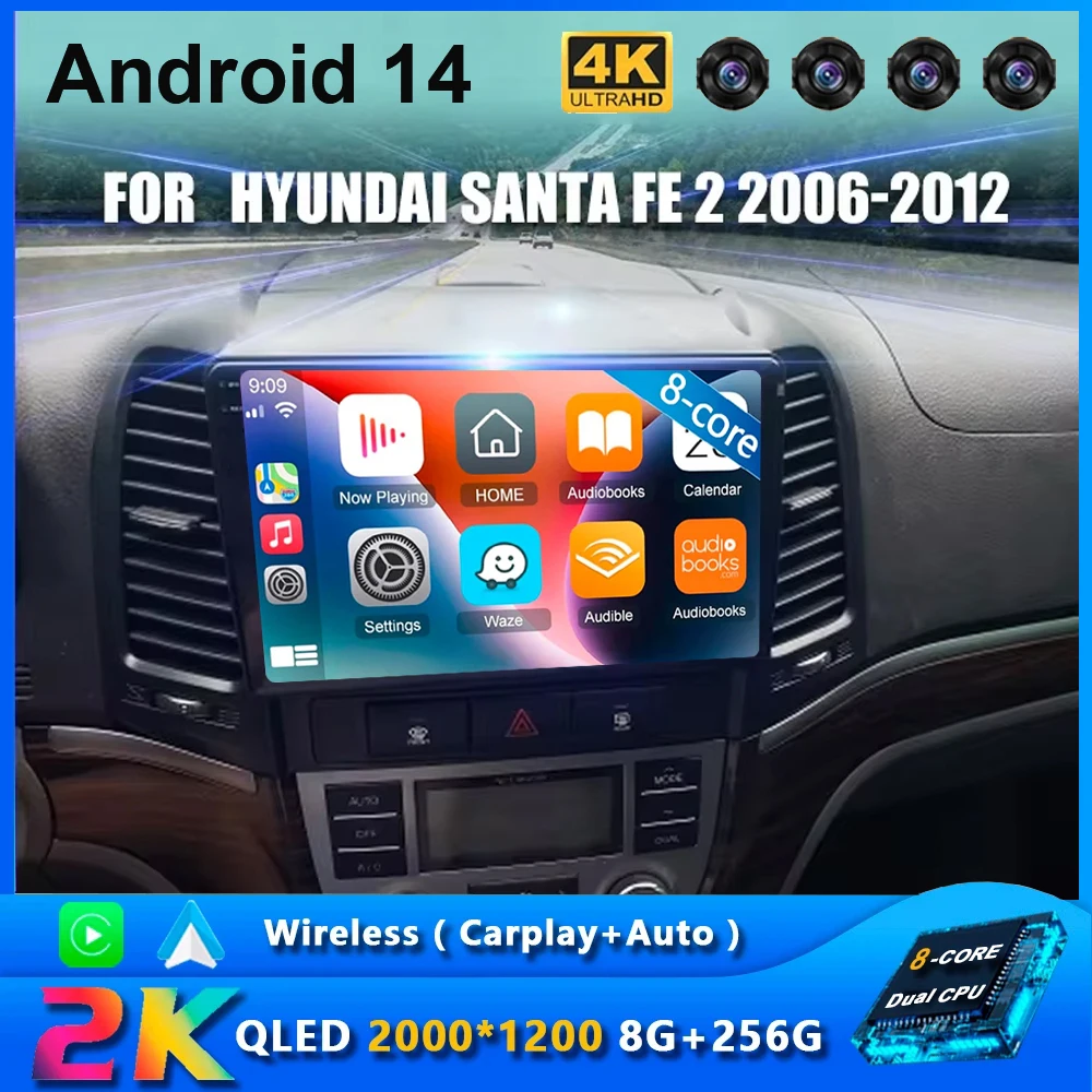 

Android 14 Car Radio For Hyundai Santa Fe 2 2006 2007 2008 2009 2010 2011 2012 Multimedia Video Player GPS Carplay Auto