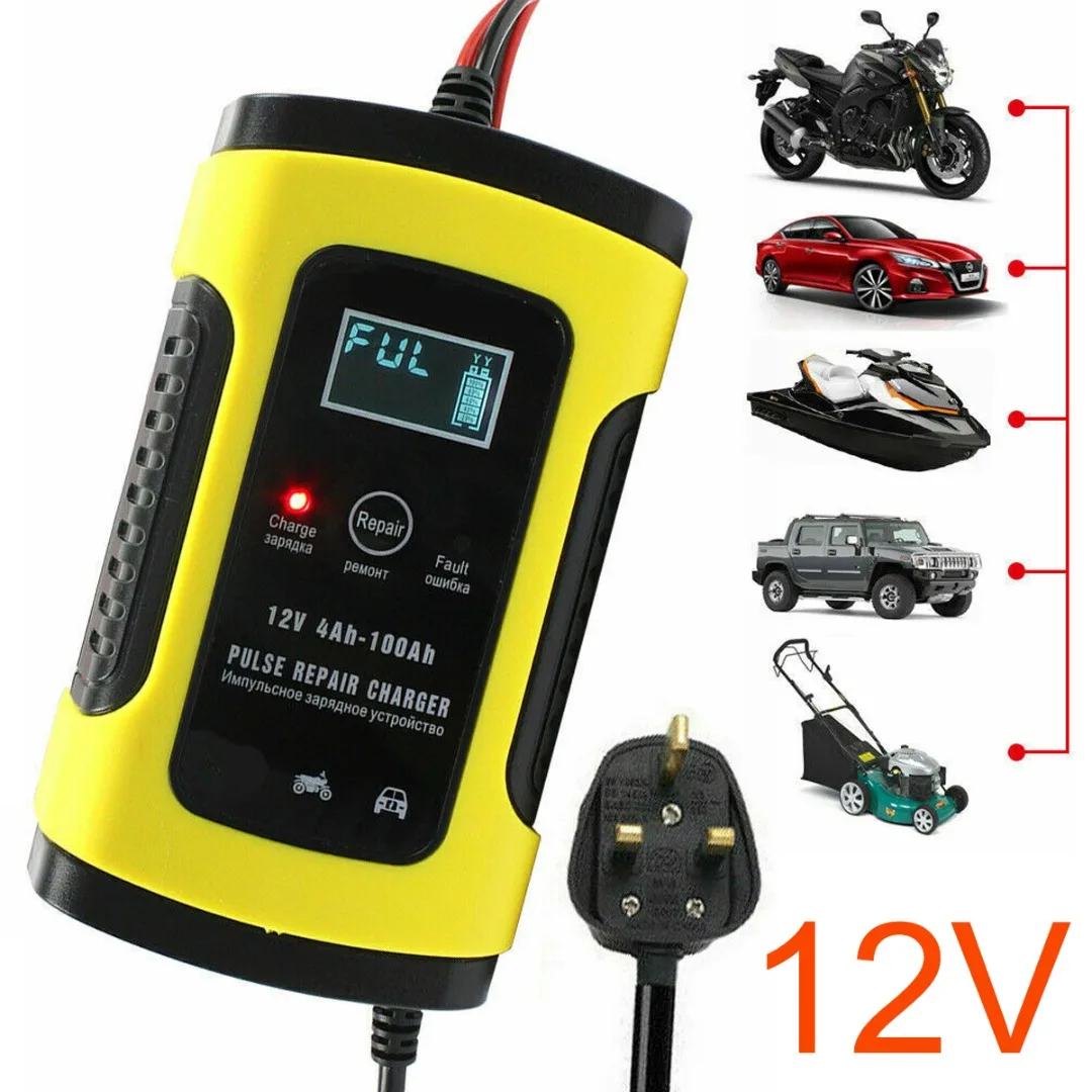 Smart Car Battery Charger 12V Automatic Pulse Repair LCD Display UK Plug