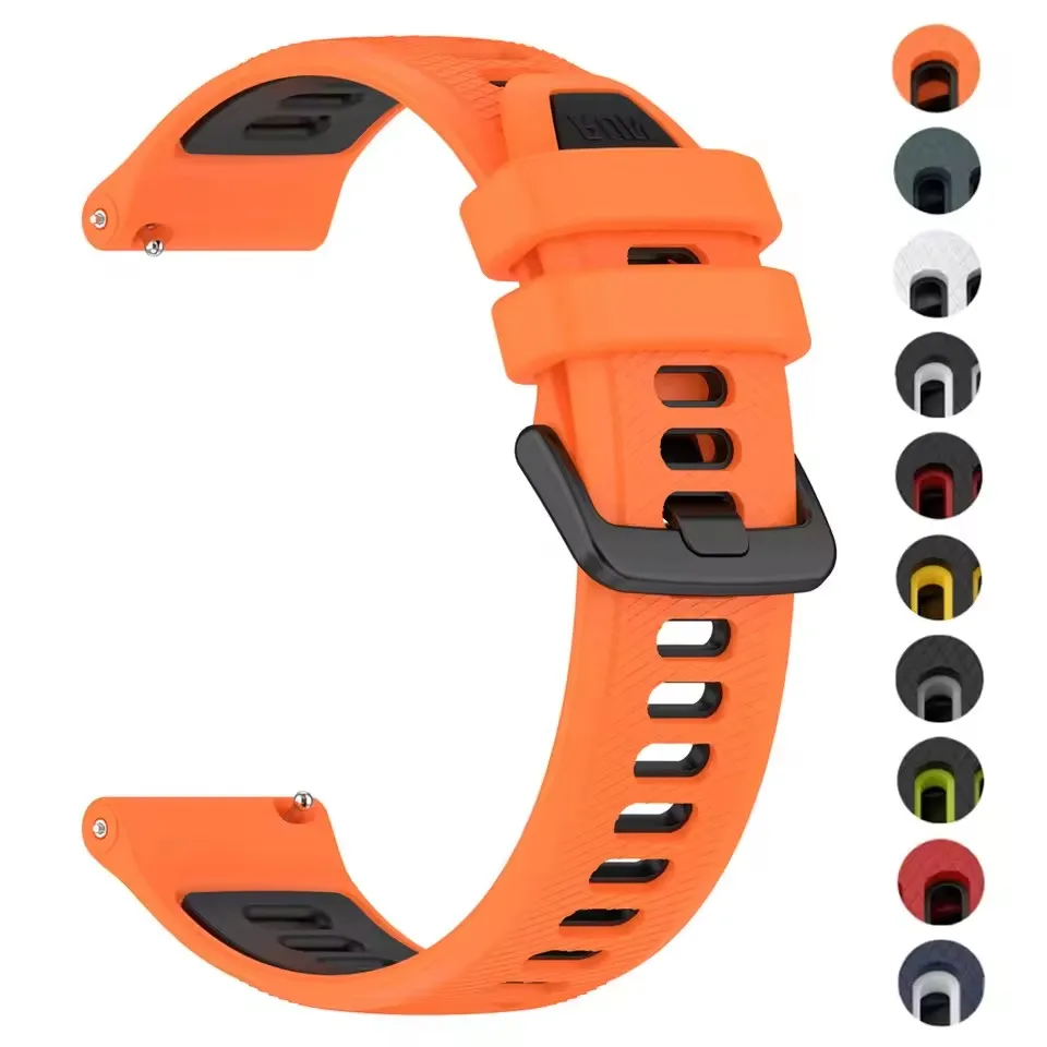 Two-Color Silicone Strap For Garmin Forerunner 265 265S 255S 255 Vivoactive 5 Replacement 18mm 20mm 22mm Watch Band