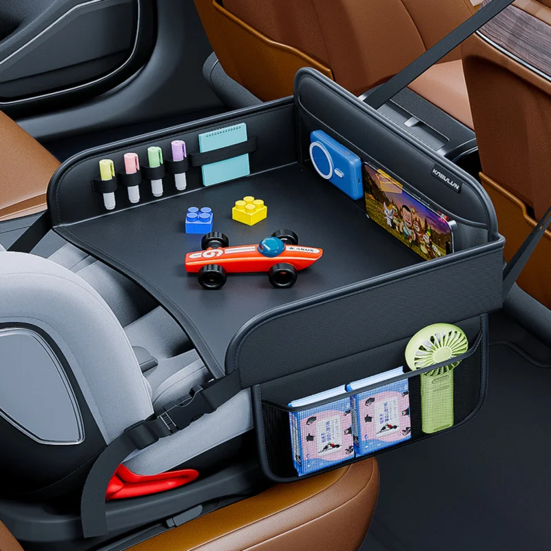 Multi-Purpose Foldable Rear Seat Storage Bag with Kids Dining Tray Car Interior Organizer
